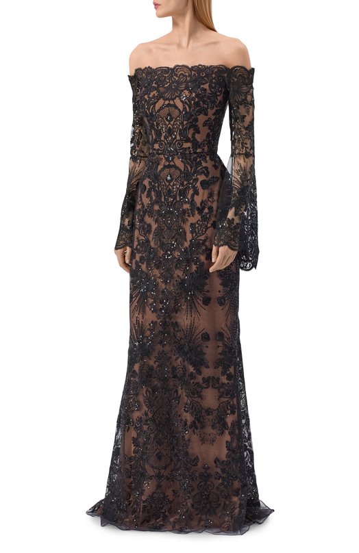 Платье из шелка и вискозы Elie Saab D0403NR26/TUL02 Чёрный  D0403NR26/TUL02 Фото 2