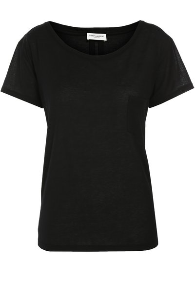 Женская хлопковая футболка прямого кроя с круглым вырезом SAINT LAURENT, арт. 394316/Y2YI2