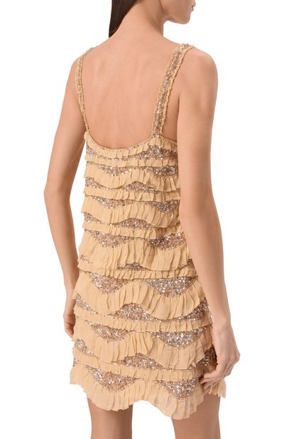 Шелковое платье с отделкой пайетками VALENTINO, арт. 8B3VAHE0/1ED, фото 3
