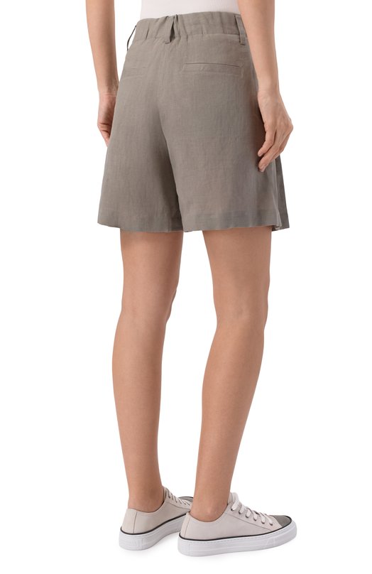 Льняные шорты Brunello Cucinelli MA698DV499 Хаки  MA698DV499 Фото 4
