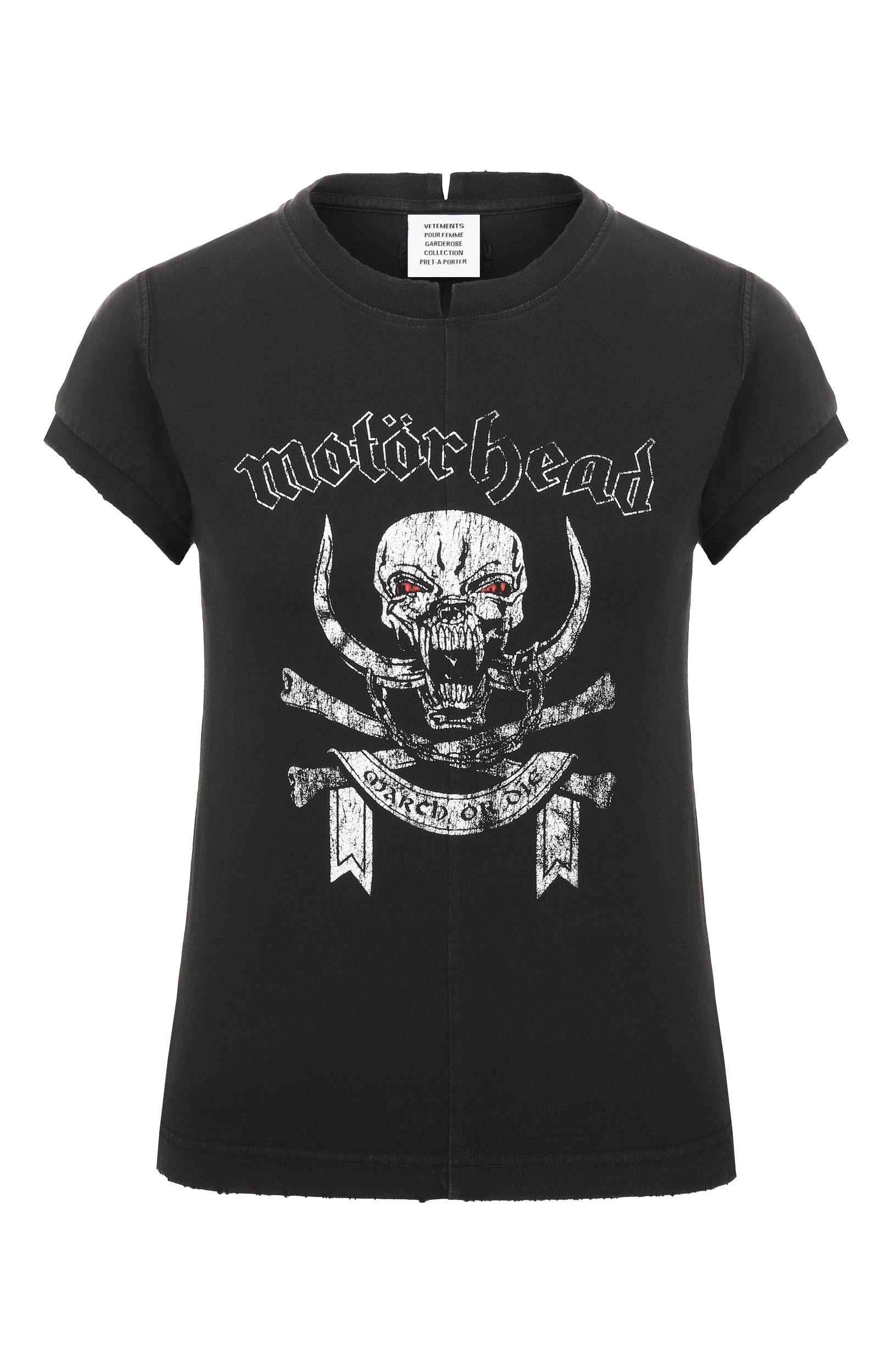 Хлопковая футболка vetements x motörhead VETEMENTS черного цвета по цене 89250 руб., арт. WH27TR245B, фото 1 Хлопковая футболка vetements x motörhead VETEMENTS, арт. WH27TR245B, фото 1
