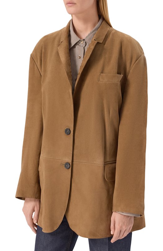 Замшевый жакет Weekend Max Mara R0LANDA Бежевый  R0LANDA Фото 3