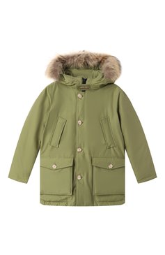 Детского пуховая парка WOOLRICH хаки цвета, арт. CFWKOU0187MRUT0641 | Фото 1 (Драгоценные камни: Проставлено; Материал утеплителя: Пух и перо; Рукава: Длинные; Материал сплава: Проставлено; Кросс-КТ: Зима; Мальчики Кросс-КТ: парка-верхняя одежда; Материал внешний: Хлопок, Синтетический материал; Ростовка одежда: 8 лет | 128 см, 6 лет | 116 см, 10 - 11 лет | 140 - 146см, 12 лет | 152 см, 16 лет | 164 см)