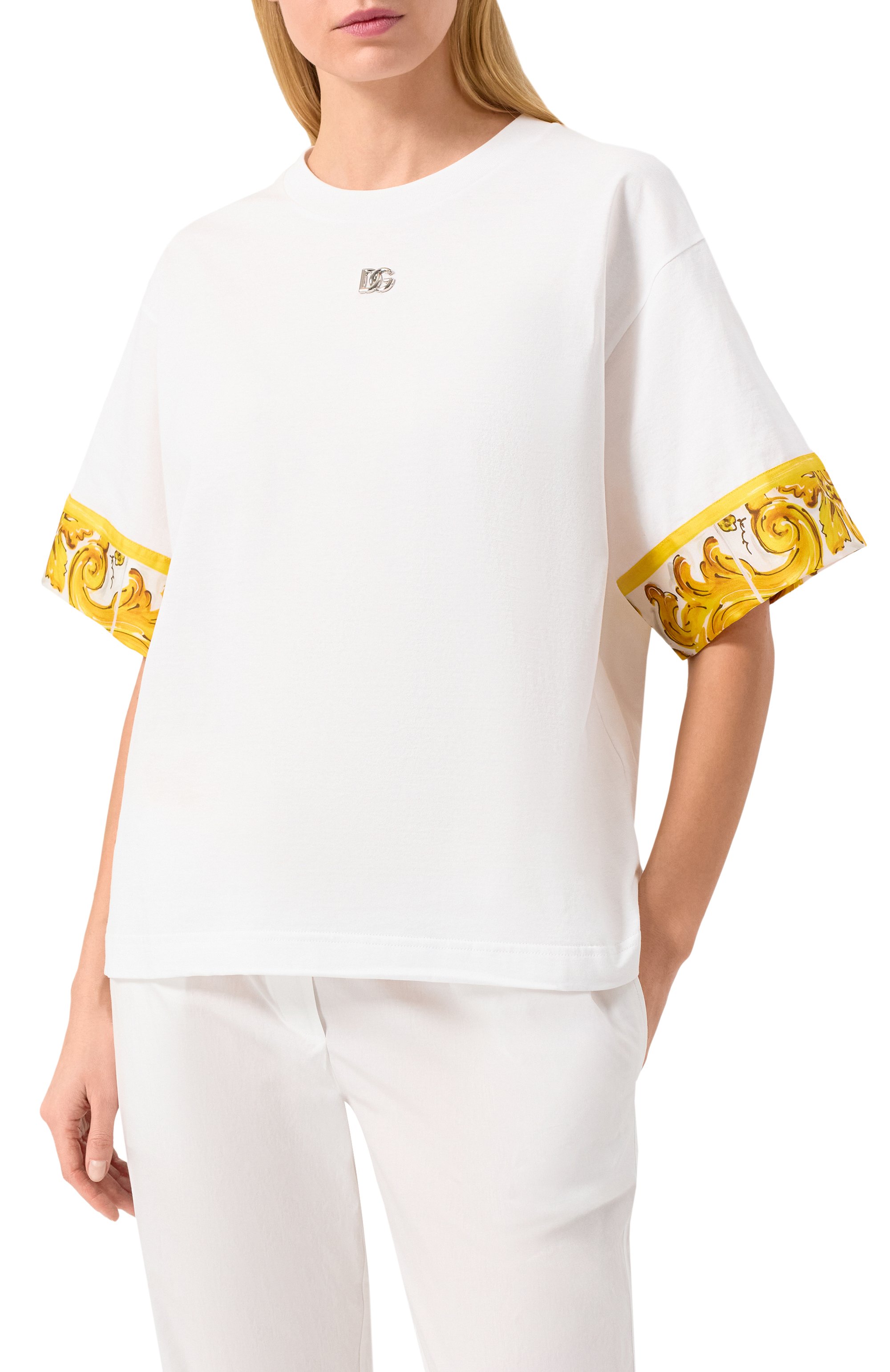 Футболка из хлопка и шелка DOLCE & GABBANA, арт. F8V06T/GDCK6, фото 3