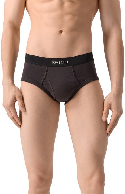 Мужские хлопковые брифы TOM FORD темно-серого цвета, арт. T4LC1104 | Фото 2 (Нос: Не проставлено; Материал сплава: Проставлено; Материал внешний: Хлопок; Трусы М: Брифы; Кросс-КТ: бельё; Мужское Кросс-КТ: Трусы)