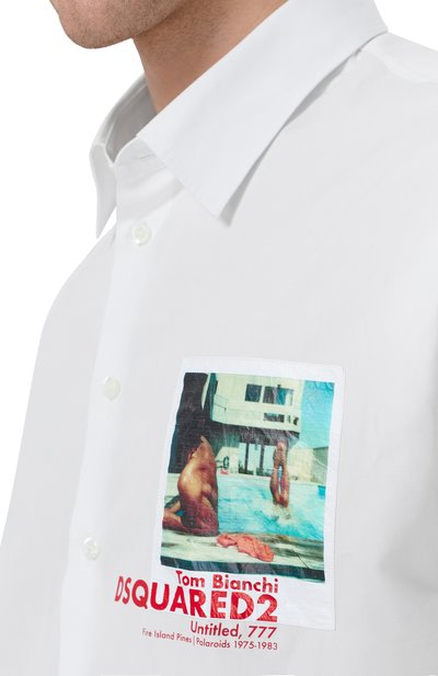Хлопковая рубашка DSQUARED2 белого цвета по цене 59350 руб., арт. S74DM1017/S36275, фото 5 Хлопковая рубашка DSQUARED2, арт. S74DM1017/S36275, фото 5