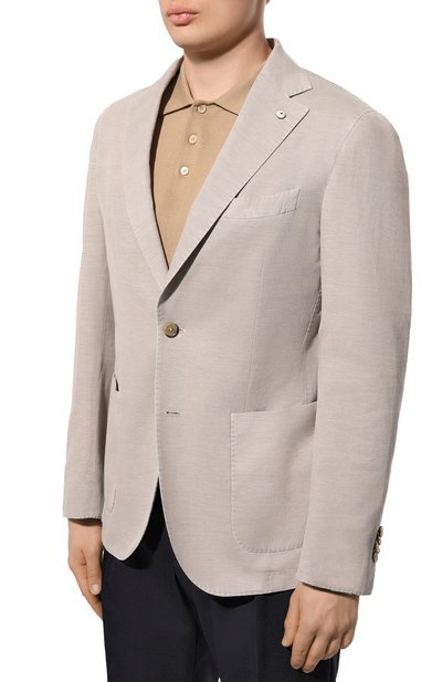 Пиджак из хлопка и льна L.B.M. 1911 светло-бежевого цвета по цене 81800 руб., арт. 2837/45313, фото 4 Пиджак из хлопка и льна L.B.M. 1911, арт. 2837/45313, фото 4