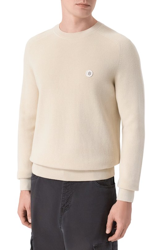 Хлопковый джемпер BOSS 50555124 Кремовый  50555124 Фото 3