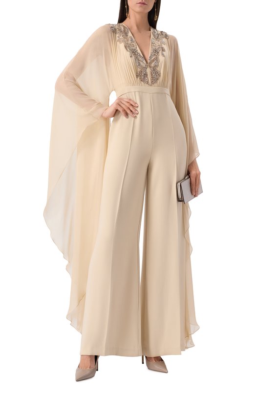 Шелковый комбинезон Zuhair Murad RJS25033/CRCA016 Бежевый  RJS25033/CRCA016 Фото 2