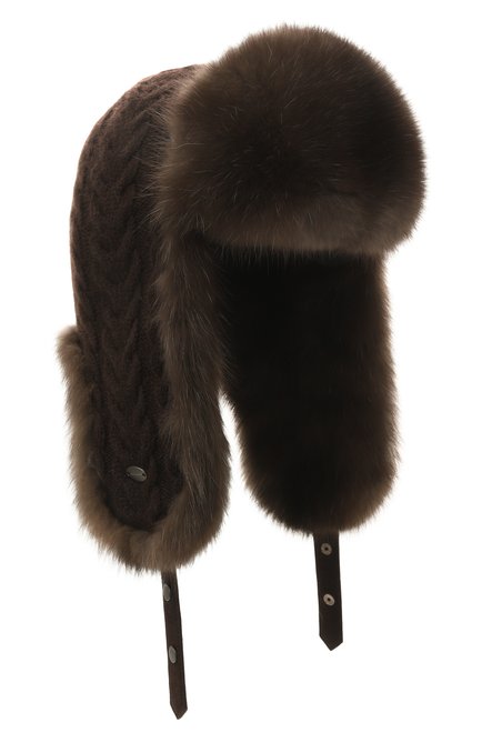 Женская шапка-ушанка с отделкой из меха соболя BLACK SABLE, арт. BS-24005G