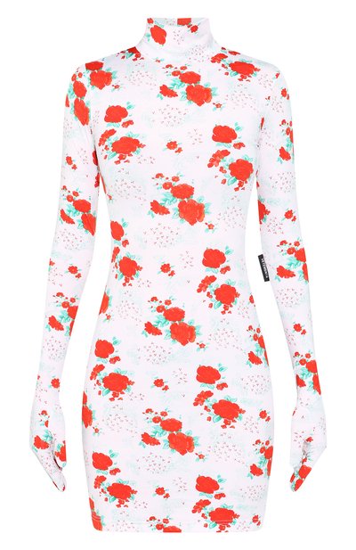 Женское платье с принтом VETEMENTS, арт. SS20DR294 2613/W/RED/WHITE FL0WERS