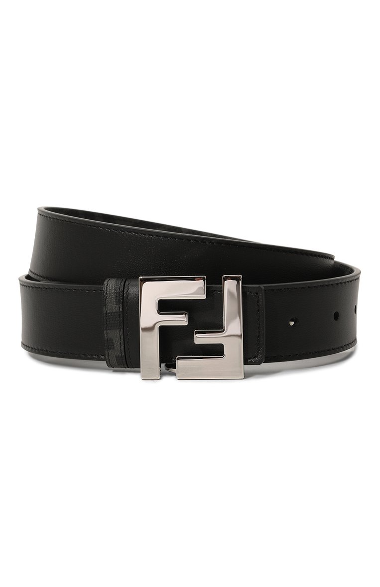 Мужской двусторонний ремень FENDI черного цвета, арт. 7C0424 AGR9 | Фото 1 (Материал: Натуральная кожа; Нос: Не проставлено; Случай: Повседневный)