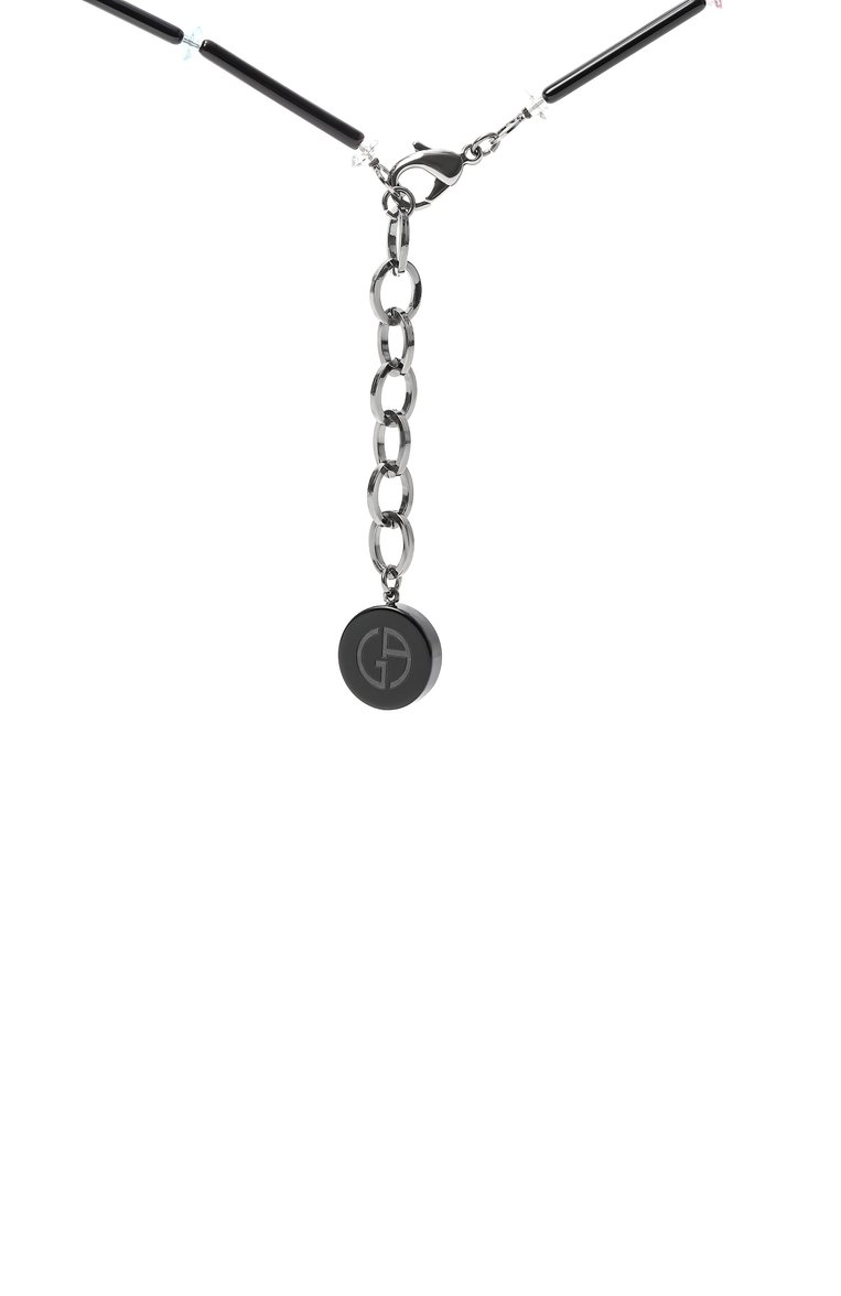 Женское колье GIORGIO ARMANI черного цвета, арт. 61C082 4F702 | Фото 4 (Региональные ограничения белый список (Axapta Mercury): Не проставлено; Нос: Не проставлено; Материал: Пластик, Металл)