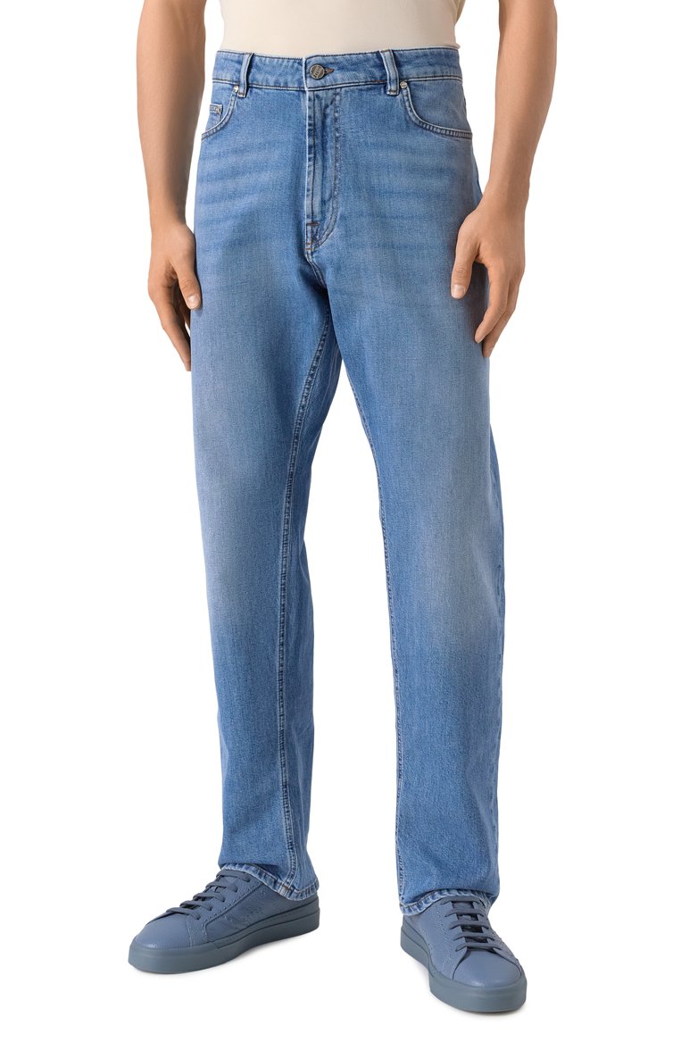 Мужские джинсы wide fit ZILLI синего цвета, арт. JPJ006M010320001D | Фото 3 (Длина (брюки, джинсы): Стандартные; Материал внешний: Хлопок, Деним; Кросс-КТ: Деним; Силуэт М (брюки): Прямые; Детали: Делаве; Стили: Повседневный; Автоматизация состава: Проставлено; Автоматизация ТО: Проставлено)