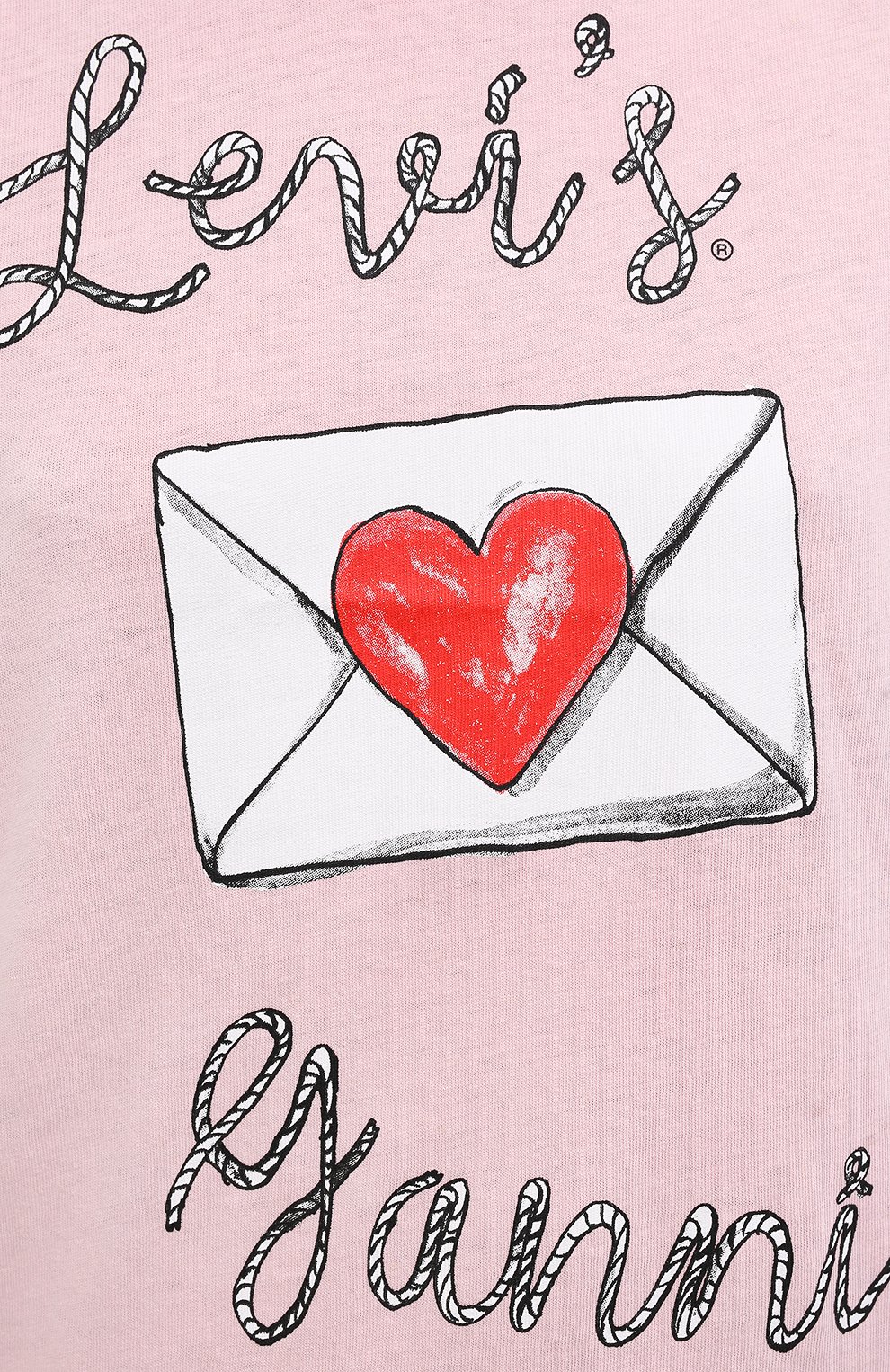 Хлопковая футболка ganni x levi's GANNI светло-розового цвета по цене 12650 руб., арт. T2827, фото 5 Хлопковая футболка ganni x levi's GANNI, арт. T2827, фото 5