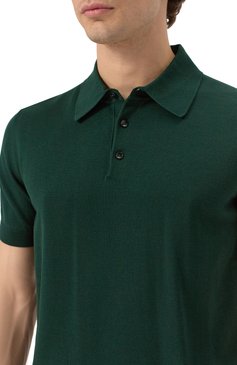 Мужское хлопковое поло DOLCE & GABBANA темно-зеленого цвета, арт. GXZ02T/JBCFV | Фото 5 (Длина (для топов): Стандартные; Рукава: Короткие; Материал внешний: Хлопок; Застежка: Пуговицы; Принт: Без принта; Кросс-КТ: Трикотаж; Стили: Кэжуэл)