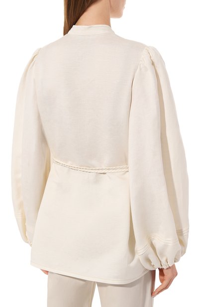 Блузка изо льна и вискозы OLOLOL кремового цвета по цене 39000 руб., арт. OLBL021/9122.101/S23, фото 4 Блузка изо льна и вискозы OLOLOL, арт. OLBL021/9122.101/S23, фото 4