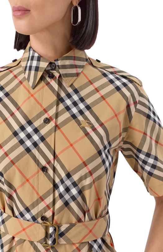 Хлопковое платье Burberry 8111701 Бежевый  8111701 Фото 5