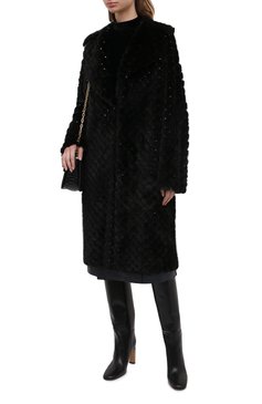 Женская шуба из норки VALENTINO черного цвета, арт. QF3FA5701SF | Фото 2 (Рукава: Длинные; Статус проверки: Проверена категория, Проверено; Длина (верхняя одежда): До колена; Материал внешний: Натуральный мех; Женское Кросс-КТ: Мех; Стили: Классический; Кросс-КТ: Куртка)