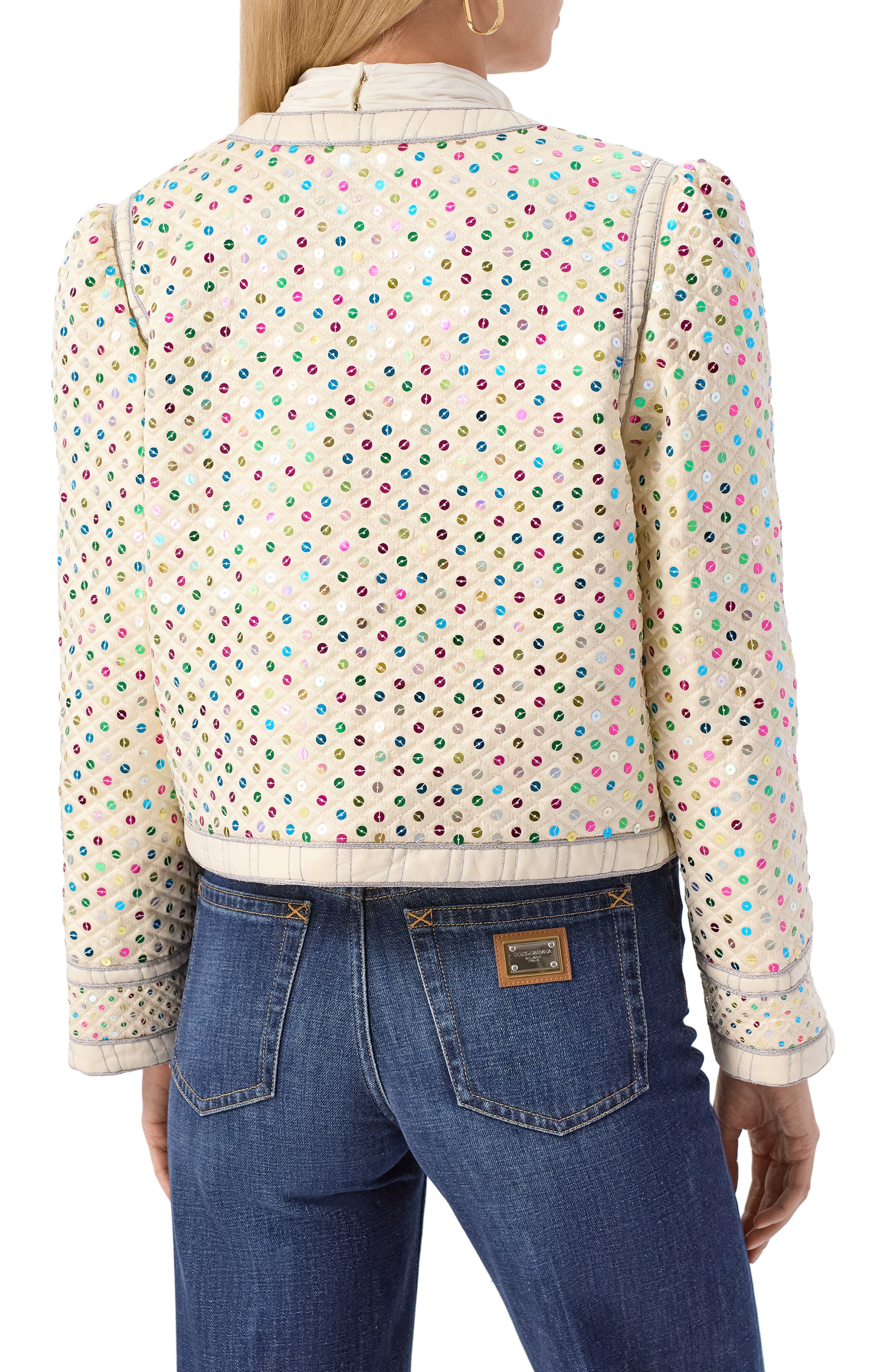 Шелковый жакет с отделкой пайетками VALENTINO, арт. BCE4NB8M6, фото 4