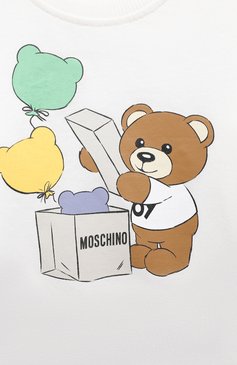 Детский комплект из свитшота и брюк MOSCHINO белого цвета, арт. MSK02F/LAB73 | Фото 4 (Материал внешний: Хлопок; Материал сплава: Проставлено; Нос: Не проставлено; Тематический товар: Teddy Bear; Случай: Повседневный)
