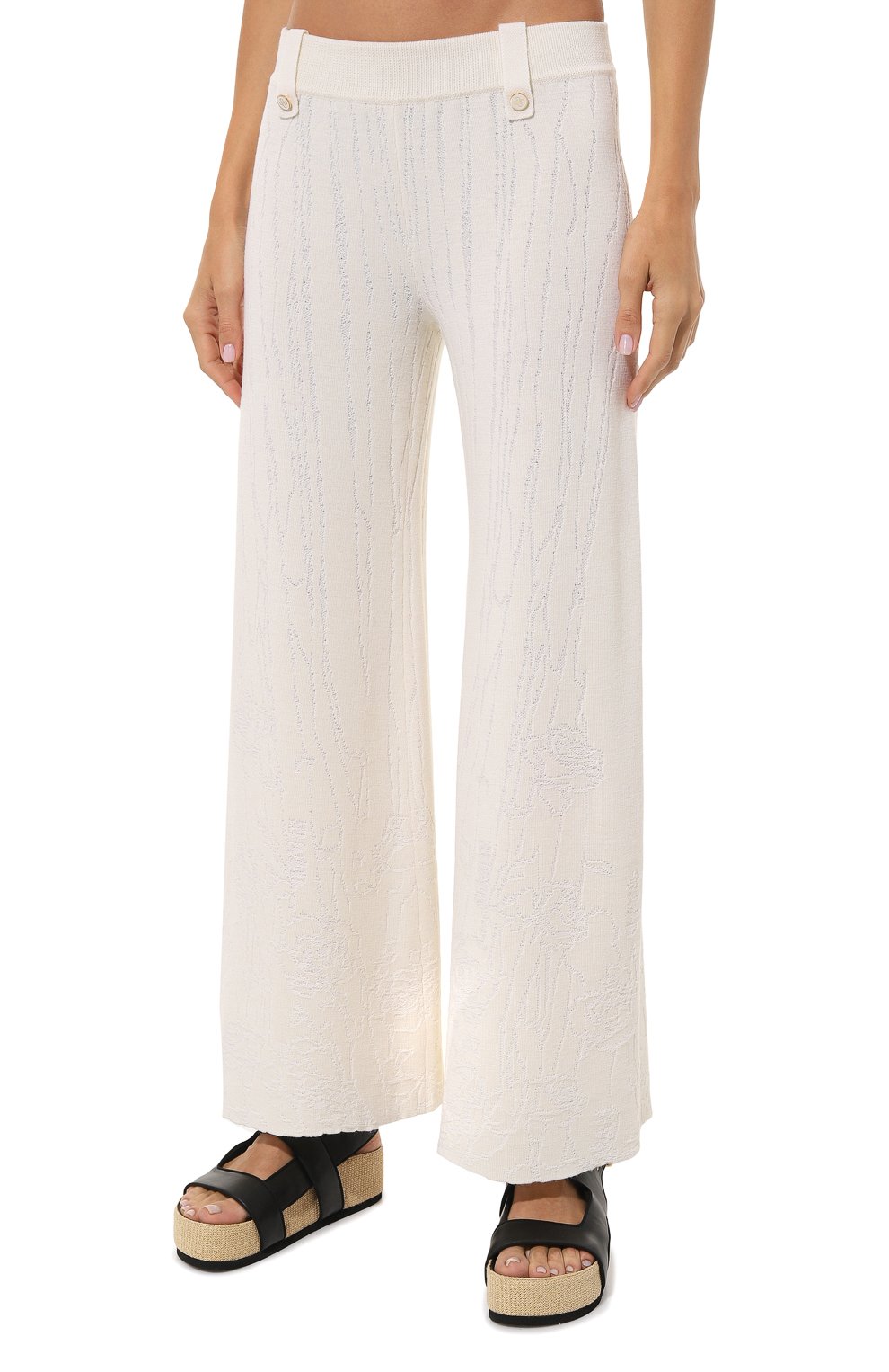 Брюки из шерсти и вискозы AND THE BRAND молочного цвета по цене 49000 руб., арт. W24-P029-1202-101, фото 3 Брюки из шерсти и вискозы AND THE BRAND, арт. W24-P029-1202-101, фото 3