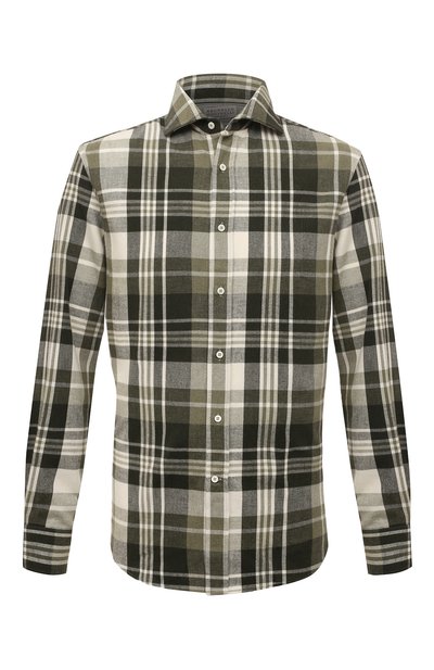 Хлопковая рубашка BRUNELLO CUCINELLI зеленого цвета по цене 64500 руб., арт. MY6150627, фото 1 Хлопковая рубашка BRUNELLO CUCINELLI, арт. MY6150627, фото 1