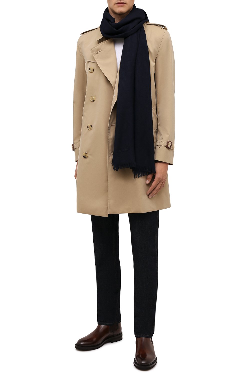 Шерстяной шарф TOM FORD темно-синего цвета по цене 33250 руб., арт. 2TF137/2BL, фото 2 Шерстяной шарф TOM FORD, арт. 2TF137/2BL, фото 2