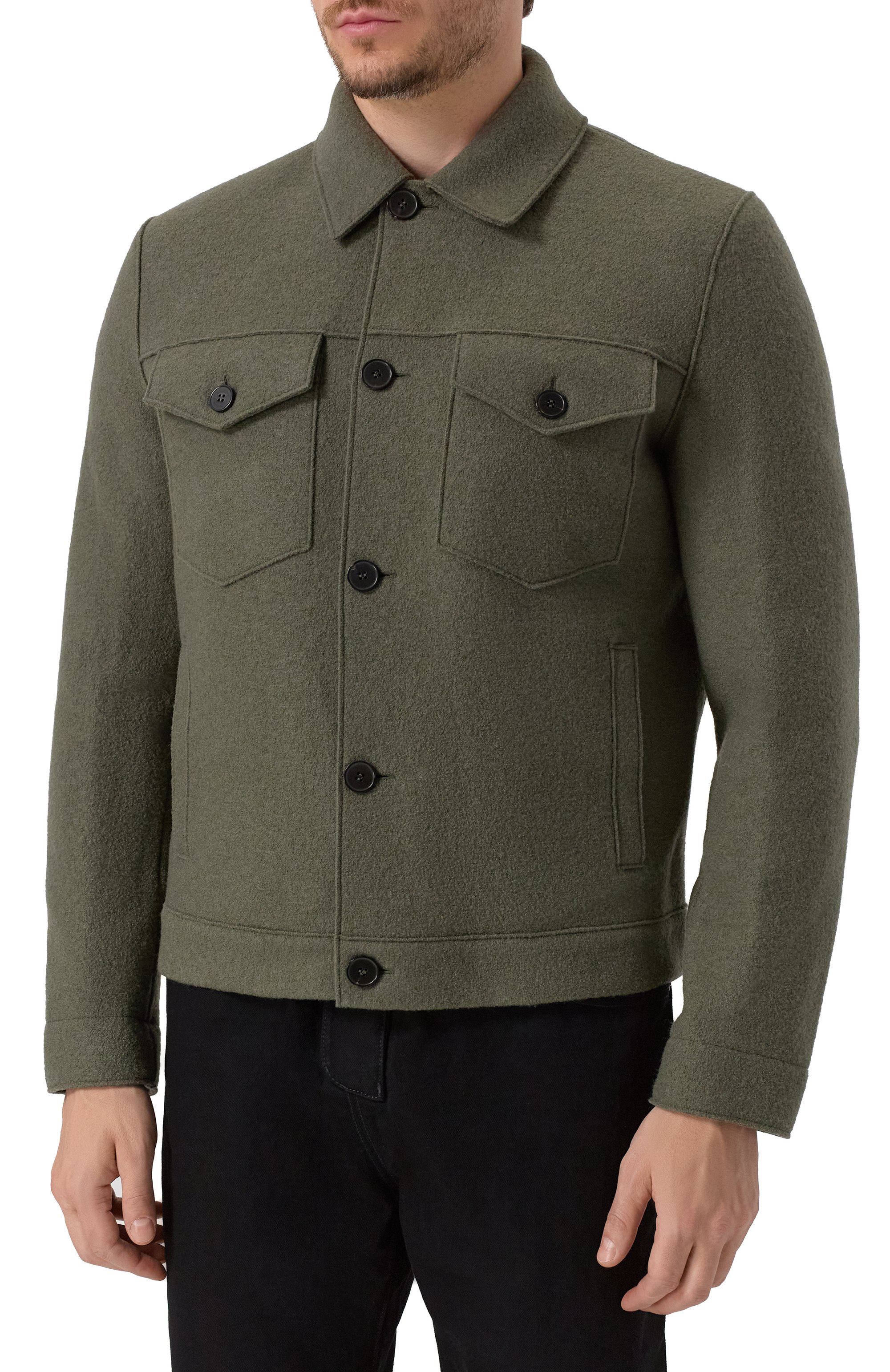 Шерстяная куртка-рубашка HARRIS WHARF LONDON хаки цвета по цене 84600 руб., арт. C9331MLC, фото 3 Шерстяная куртка-рубашка HARRIS WHARF LONDON, арт. C9331MLC, фото 3