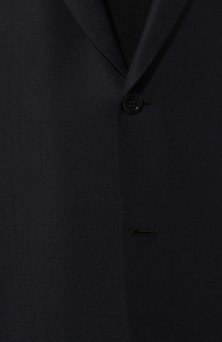 Мужской шерстяной пиджак BRIONI темно-синего цвета, арт. RG0D0N/PAA95 | Фото 5 (Рукава: Длинные; Длина (для топов): Стандартные; Материал сплава: Проставлено; Драгоценные камни: Проставлено; Материал подклада: Купро; Материал внешний: Шерсть; Случай: Повседневный; 1-2-бортные: Однобортные; Пиджаки М: Прямой; Стили: Минимализм)