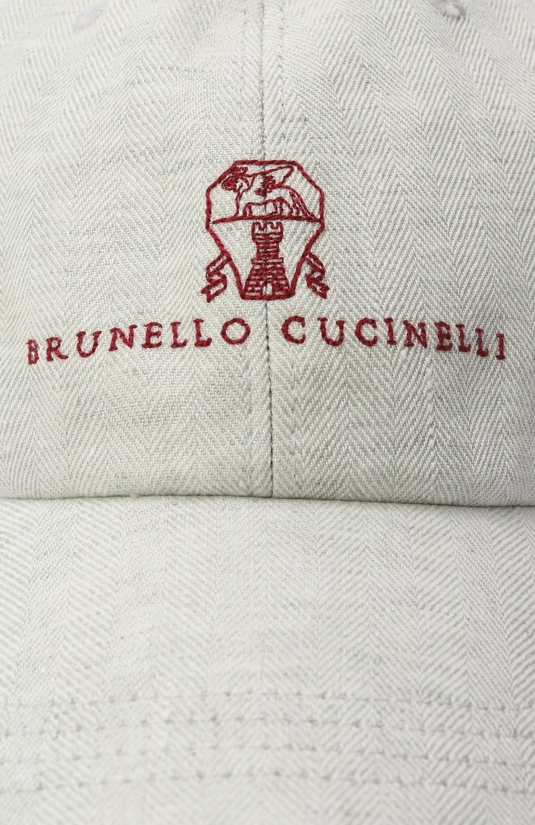 Мужская льняная бейсболка BRUNELLO CUCINELLI светло-серого цвета, арт. MH2519850 | Фото 3 (Материал: Лен, Текстиль; Нос: Не проставлено; Автоматизация состава: Проставлено)