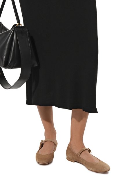 Замшевые балетки mary ribbon 05 GIANVITO ROSSI, арт. G22164.05CU0.CAMCAML, фото 3