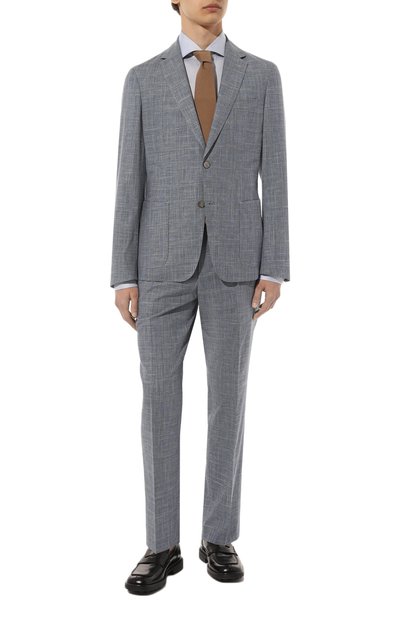 Костюм из хлопка и шерсти BOSS голубого цвета по цене 57500 руб., арт. 50489387, фото 1 Костюм из хлопка и шерсти BOSS, арт. 50489387, фото 1