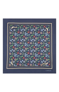Мужской шелковый платок LANVIN темно-синего цвета, арт. 2830/HANDKERCHIEF | Фото 3 (Материал: Текстиль, Шелк; Нос: Не проставлено)
