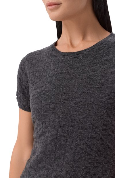 Шерстяной пуловер YUZEFI серого цвета по цене 33650 руб., арт. PARISSA-CREWNECK T0P, фото 5 Шерстяной пуловер YUZEFI, арт. PARISSA-CREWNECK T0P, фото 5