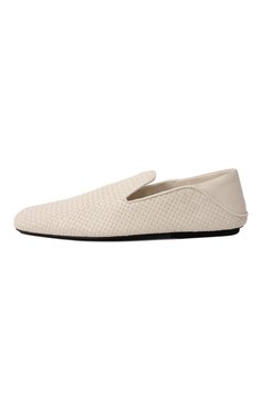 Женские кожаные лоферы adamo BOTTEGA VENETA кремвого цвета, арт. 807010/V4VE0 | Фото 4 (Материал внешний: Натуральная кожа; Каблук высота: Низкий; Подошва: Плоская; Драгоценные камни: Проставлено; Материал сплава: Проставлено; Материал внутренний: Натуральная кожа)