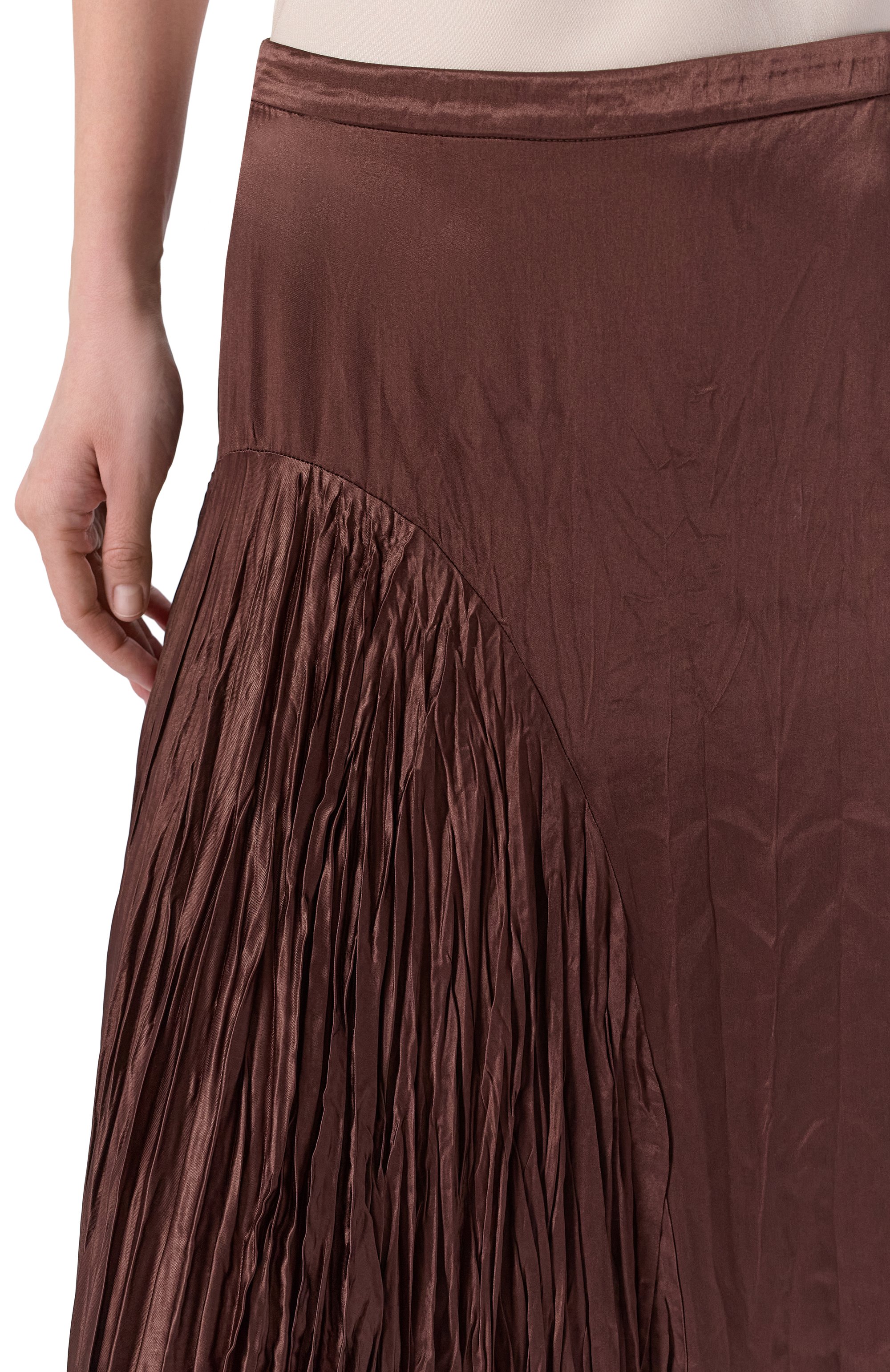 Атласная юбка BOSS коричневого цвета по цене 57100 руб., арт. 50562618, фото 5 Атласная юбка BOSS, арт. 50562618, фото 5