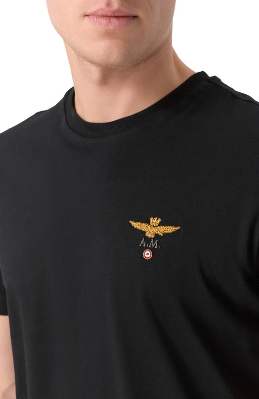 Хлопковая футболка Aeronautica Militare TS1580UJ00372_001 Чёрный  TS1580UJ00372_001 Фото 5