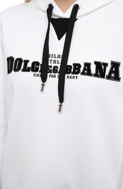 Хлопковое худи DOLCE & GABBANA белого цвета по цене 78600 руб., арт. F9I51T/G7XDP, фото 5 Хлопковое худи DOLCE & GABBANA, арт. F9I51T/G7XDP, фото 5