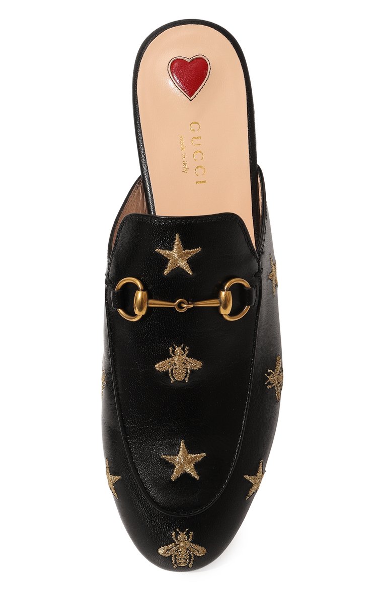 Женские кожаные сабо princetown GUCCI черного цвета, арт. 505268 D3V00 | Фото 6 (Каблук высота: Низкий; Материал внутренний: Натуральная кожа; Подошва: Плоская; Нос: Не проставлено; Материал внешний: Натуральная кожа)