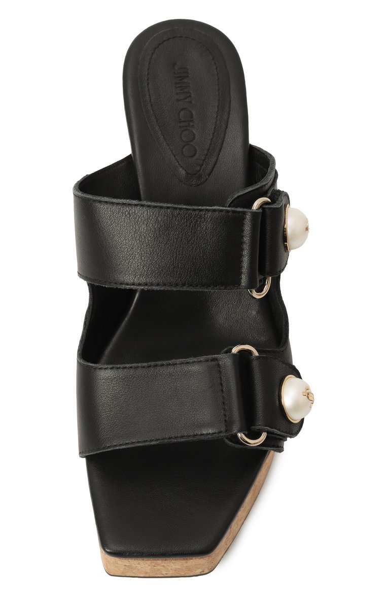 Женские кожаные сабо fayence 95 JIMMY CHOO черного цвета, арт. FAYENCE WEDGE 95 | Фото 6 (Подошва: Платформа; Материал внутренний: Натуральная кожа; Каблук высота: Высокий; Драгоценные камни: Проставлено; Материал сплава: Проставлено; Материал внешний: Натуральная кожа; Каблук тип: Устойчивый)