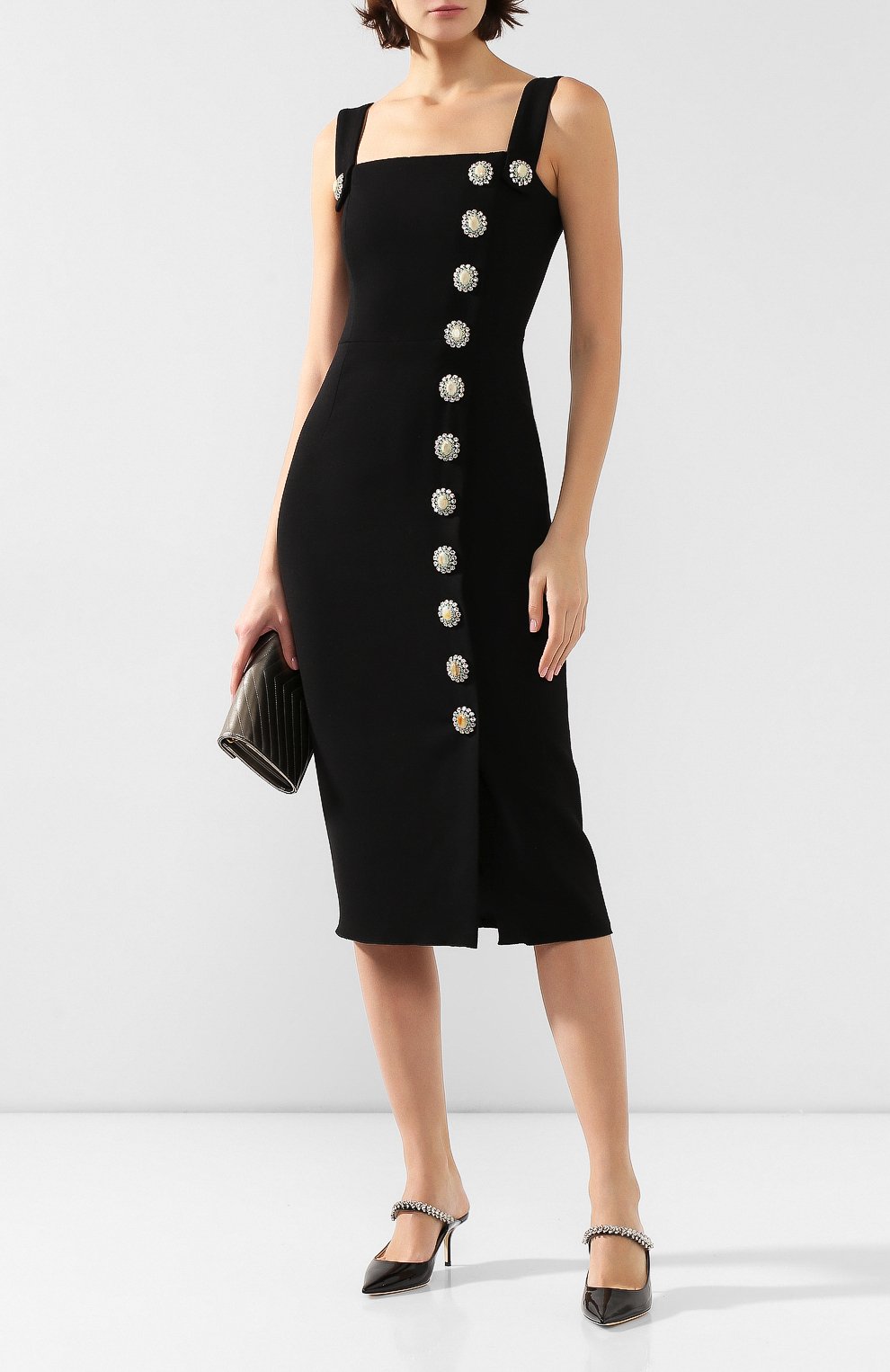 Шерстяное платье DOLCE & GABBANA черного цвета по цене 432500 руб., арт. F6G4CZ/FUBD2, фото 2 Шерстяное платье DOLCE & GABBANA, арт. F6G4CZ/FUBD2, фото 2