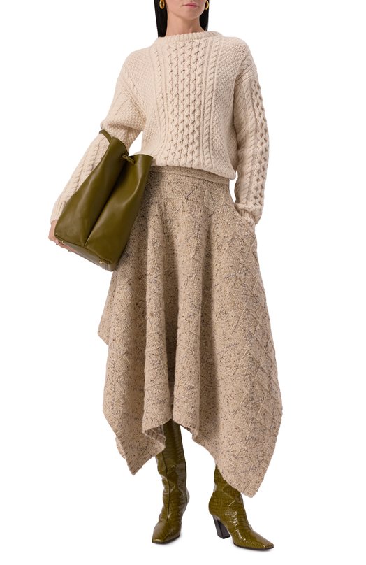 Шерстяная юбка Bottega Veneta 793175-V4AD0 Бежевый  793175-V4AD0 Фото 2
