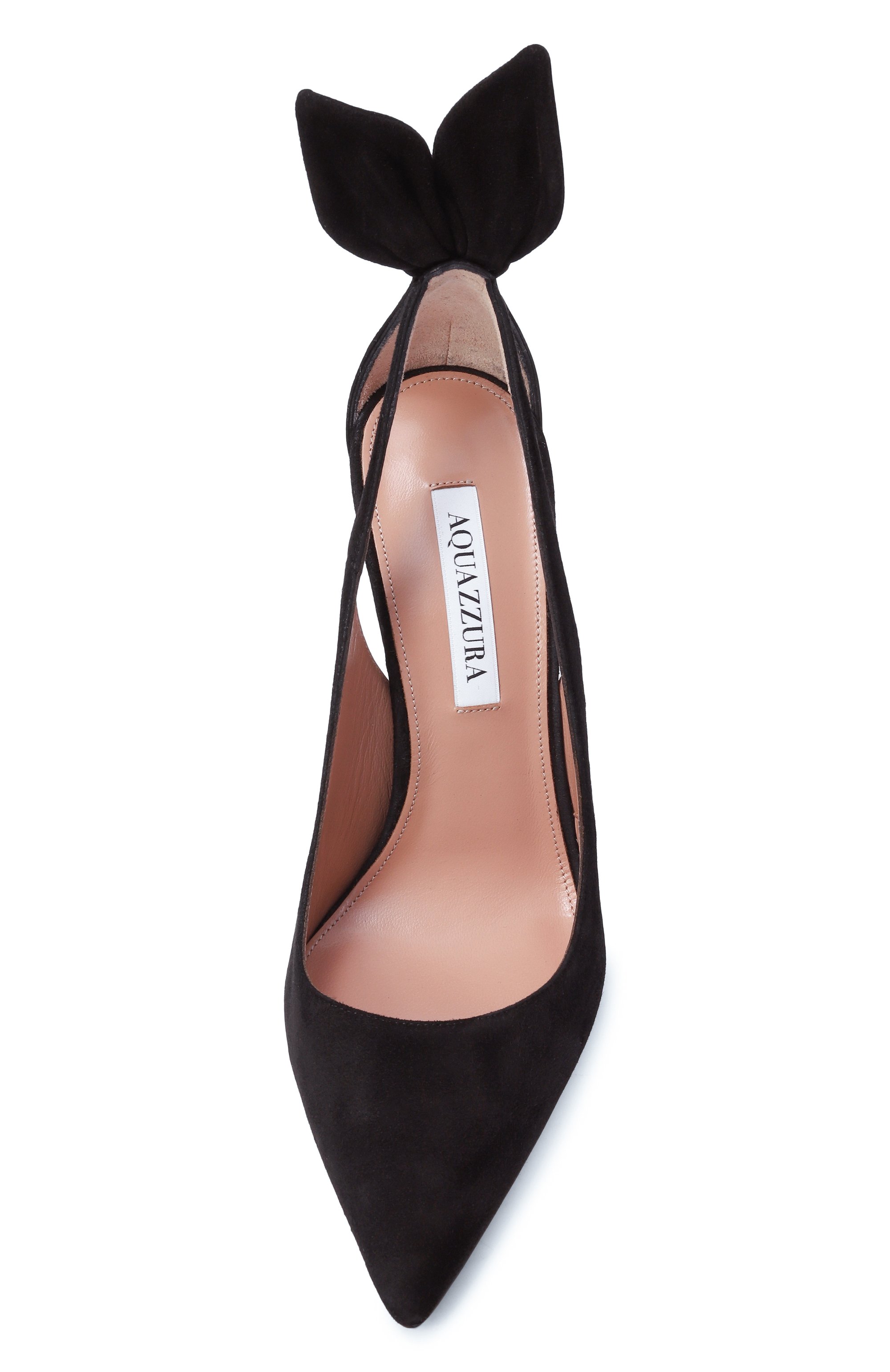 Замшевые туфли bow tie 105 AQUAZZURA черного цвета по цене 76950 руб., арт. DENHIGP0-SUE-F00, фото 6 Замшевые туфли bow tie 105 AQUAZZURA, арт. DENHIGP0-SUE-F00, фото 6