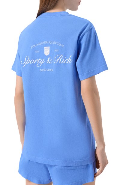 Хлопковая футболка SPORTY AND RICH, арт. T0043621306BL102, фото 4