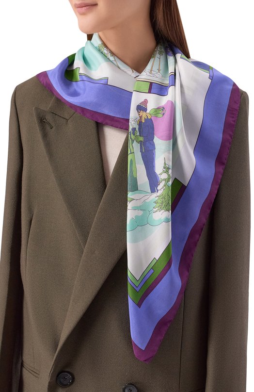 Шелковый платок На лыжах Gourji 91168837/72172 Сиреневый  91168837/72172 Фото 2
