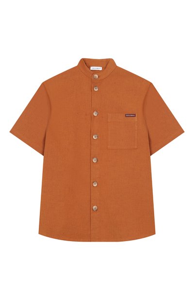 Рубашка из хлопка и льна DOLCE & GABBANA, арт. L44S75/LT372_001