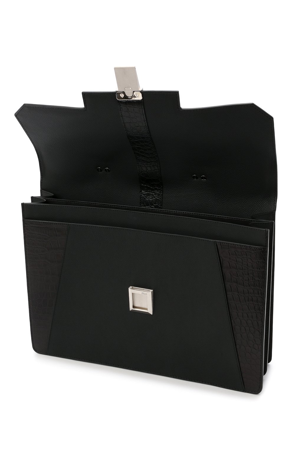 Портфель с отделкой из кожи крокодила ZILLI, арт. MJL-0BB04-A0490/0001/CP0R, фото 4