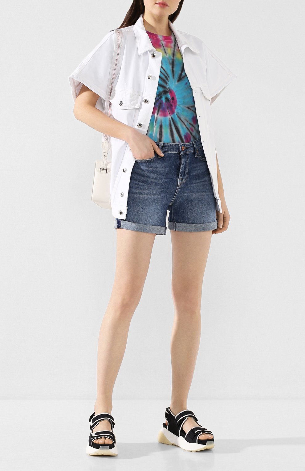 Джинсовые шорты 7 FOR ALL MANKIND синего цвета по цене 11650 руб., арт. JSWUA500MI, фото 2 Джинсовые шорты 7 FOR ALL MANKIND, арт. JSWUA500MI, фото 2