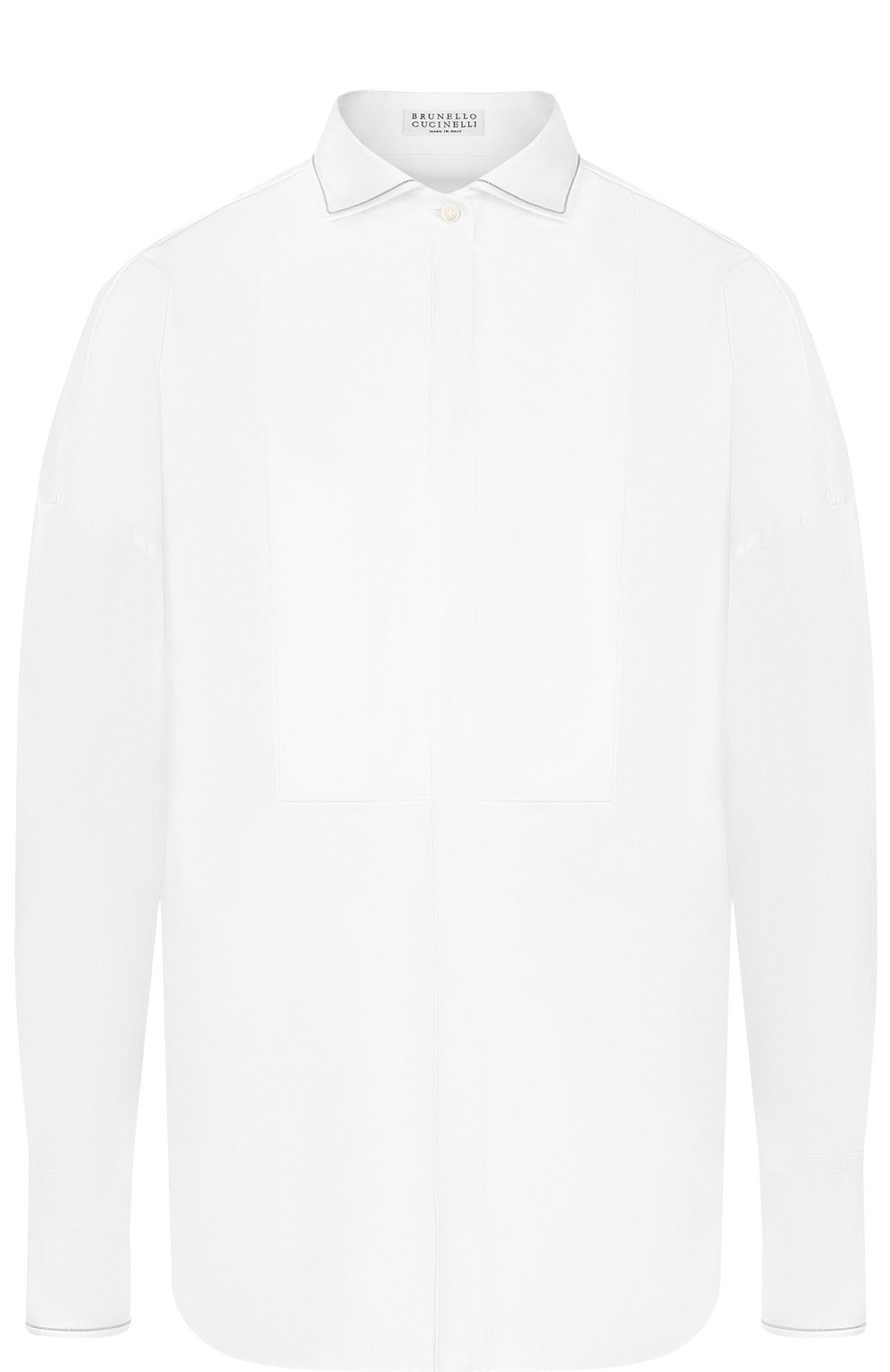 Однотонная хлопковая блуза с декоративной отделкой BRUNELLO CUCINELLI, арт. M0091N0406, фото 1